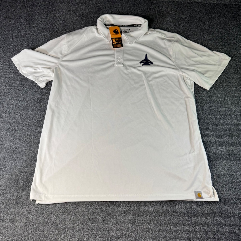 Carhartt Force Sun Defender Mens White Polo Shirt Jets 2025 Large TK6899-M NWT